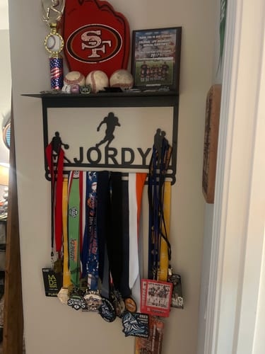 Customer photo review of Customized Medal Display Hanger