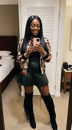 Customer photo review of LovelyHair All-Day Comfort Wig 180% Density Butterfly Cut Layered Light Yaki Straight Glueless 7x6 Closure HD Lace Human Hair Wig Pre-Cut Lace