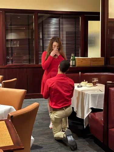 Customer photo review of Moissanite With Channel Set Sapphire Accents Engagement Ring