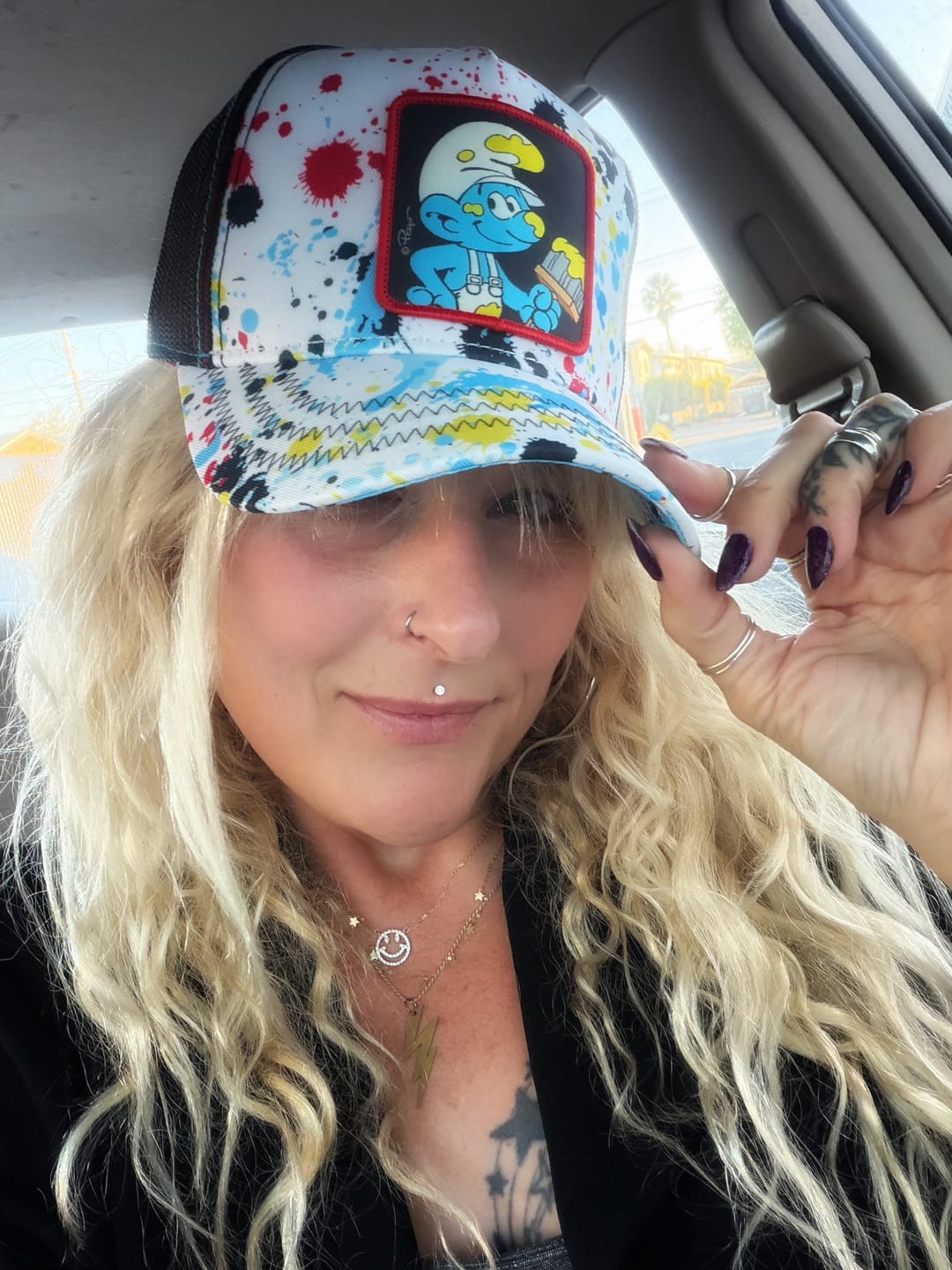 Customer photo review of OVERLORD X Smurfs: Painter Smurf Trucker Cap