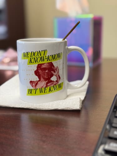 Customer photo review of We Know Neon Mug