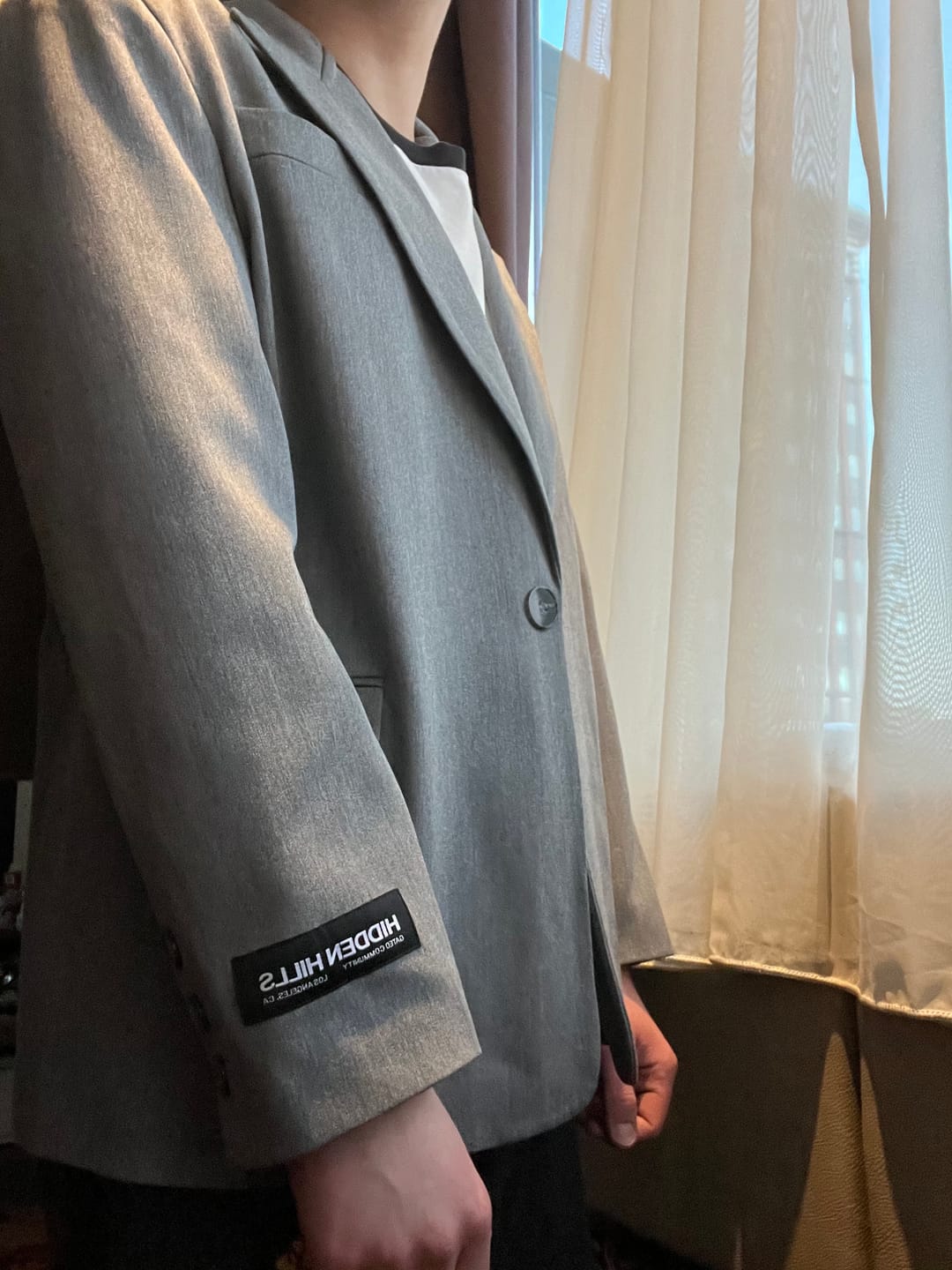 Customer photo review of BLACK LABEL EMBOSSED BLAZER GREY