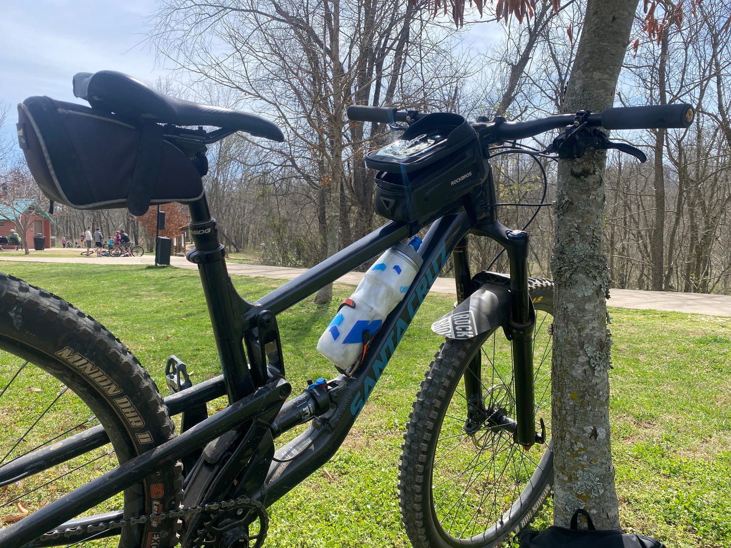 Customer photo review of Hard-Shell Bike Top Tube Phone Bag