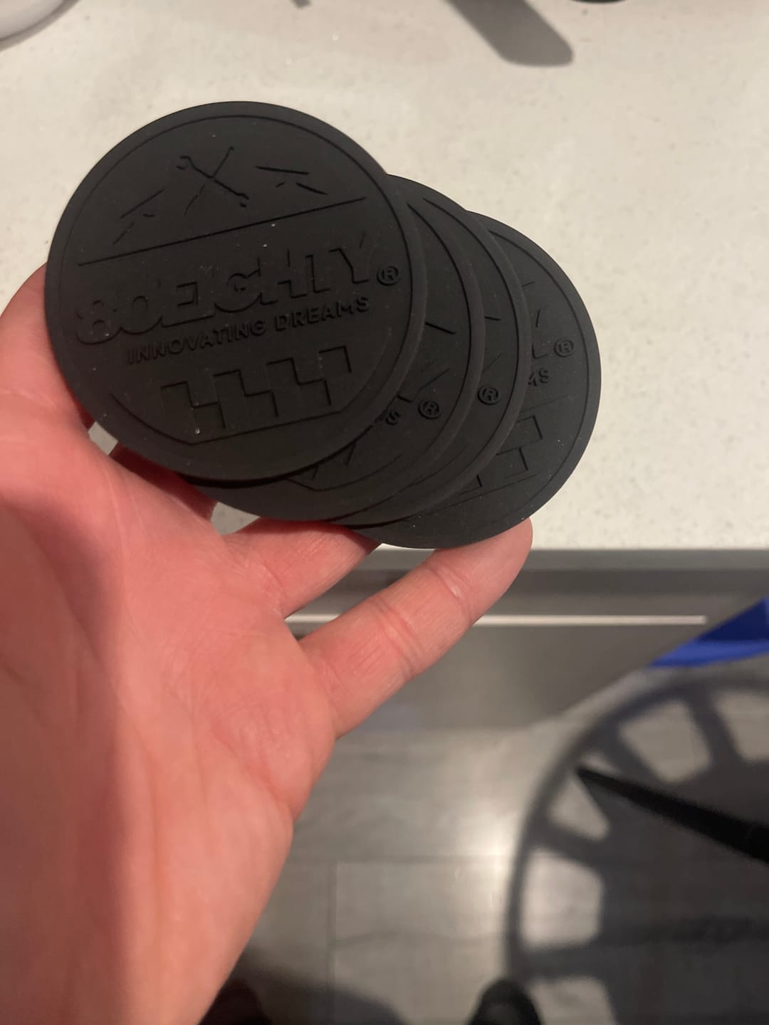Customer photo review of 80Eighty® Cup Holder Coaster Set