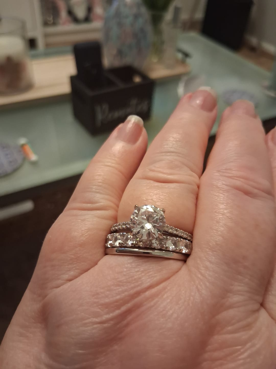 Customer photo review of Gold Center Diamond Full Pave Triple Layer Stackable Ring (Luxury Glamorous Ritual Style)