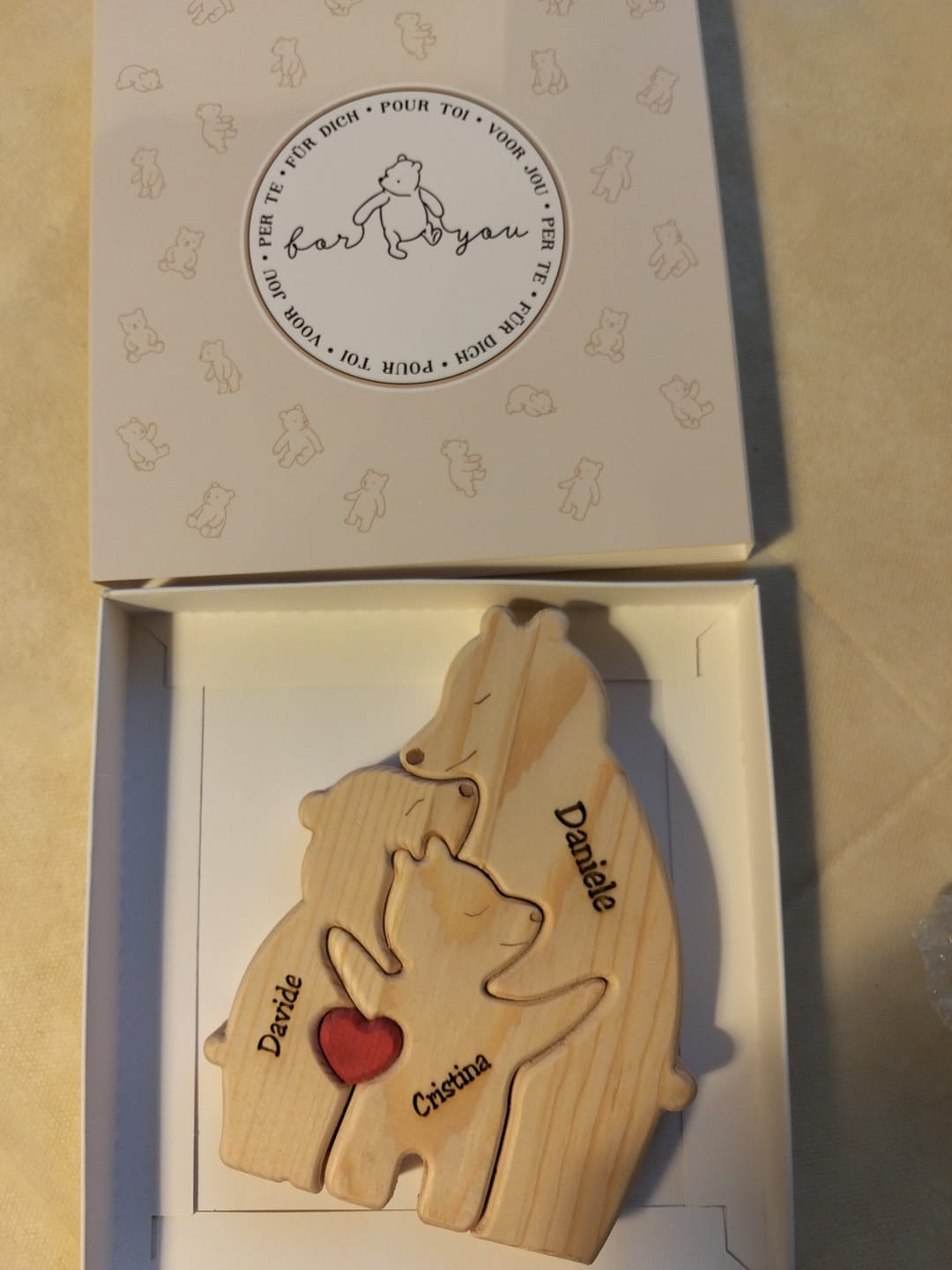 Customer photo review of Orsi famiglia - Graziosi orsetti in legno personalizzati da mostrare alla famiglia