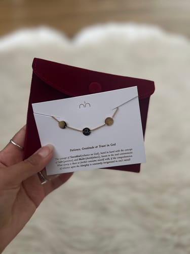 Customer photo review of Happiness Bracelet | Patience, Gratitude & Trust (in God)