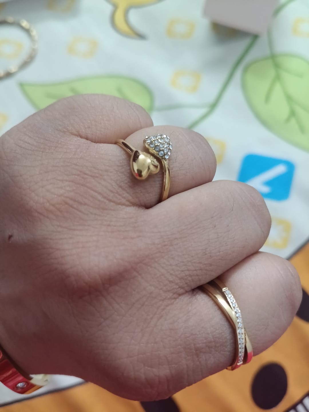 Customer photo review of Gold Stone Studded Heart Shaped Ring