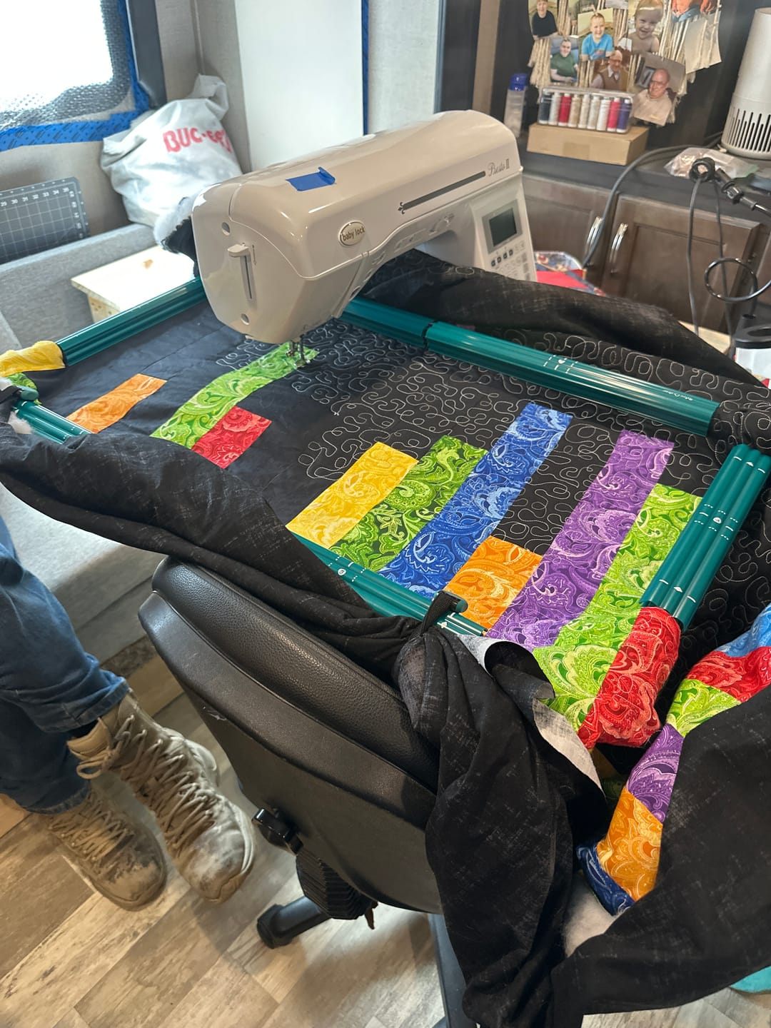 Customer photo review of Mini Quilter Tabletop Fabric Frame