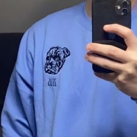 Customer photo review of Embroidered Pet Face and Pet Name on Sleeve Sweatshirt for Pet Lovers