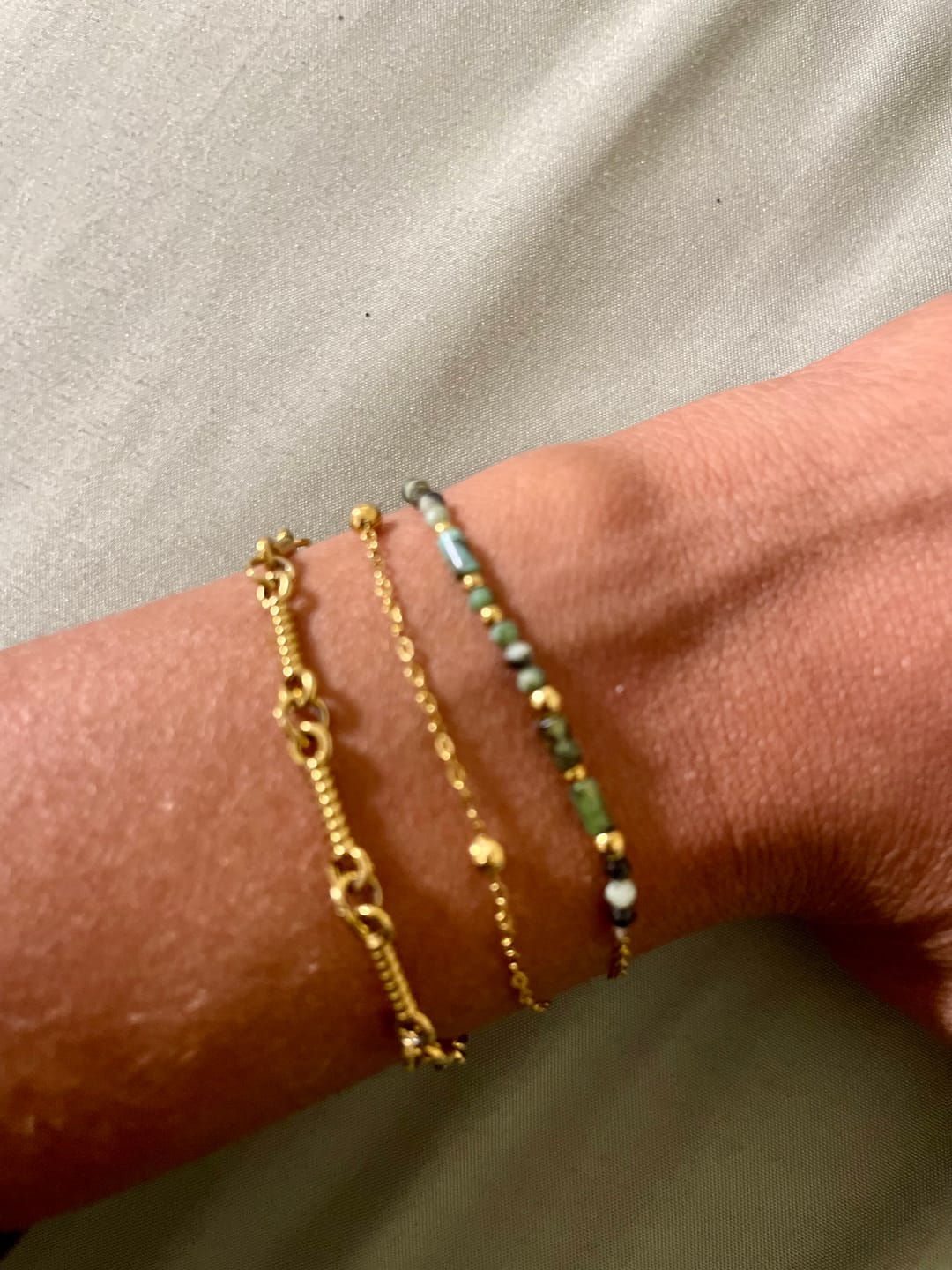 Customer photo review of Layered Stone Beads Bracelet