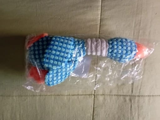 Customer photo review of Plush Blue Goose Dog Chew Toy