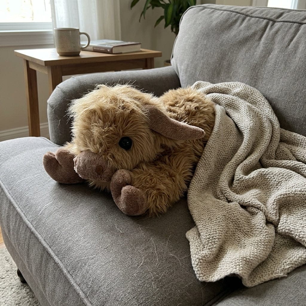 Customer photo review of Highland Cow Weighted Plush Cattle Stuffed Animals, Microwavable, Pain Stress Relief, Anxiety, Women Kid Bedtime Best Gift