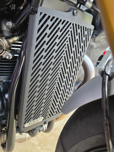 Customer photo review of Triumph Radiator Guard - 2016+ Triumph Speed Twin, Thruxton R / 1200, Bonneville T100, T120, Street Twin / Cup / Scrambler