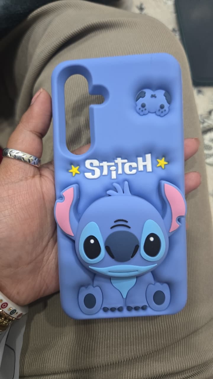 Customer photo review of 3D Stitch iPhone Samsung Attached Phone Holder Stand Rubber Silicone Case