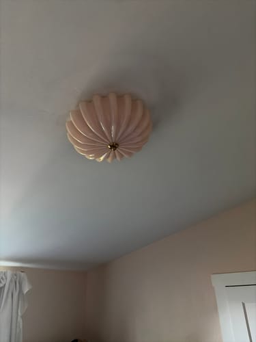 Customer photo review of Art Deco Pleated Flower Shine Glass Semi Flush Mount