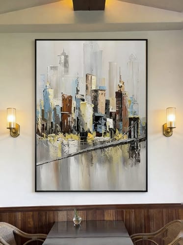 Customer photo review of Manhattan-Abstract Cityscape Oil Painting | Textured Urban Canvas Art for Modern Decor