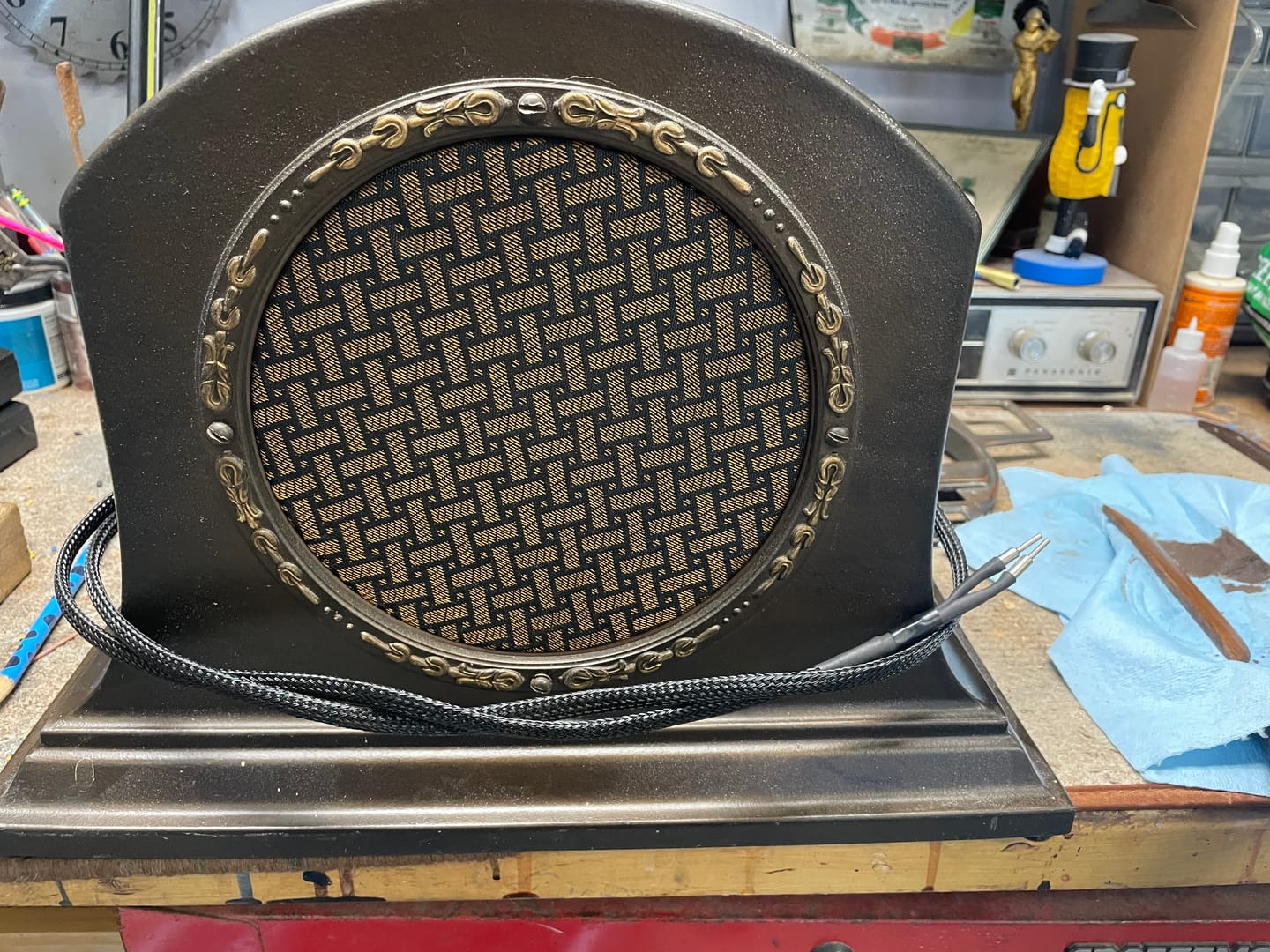 Customer photo review of USA Made RCA Radio Speaker Fabric | Antique Grille Restoration #5