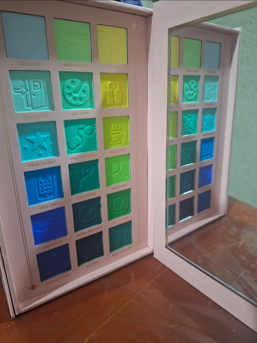 Customer photo review of P. Louise Unlock Your Creativity Rainbow Eyeshadow Palette