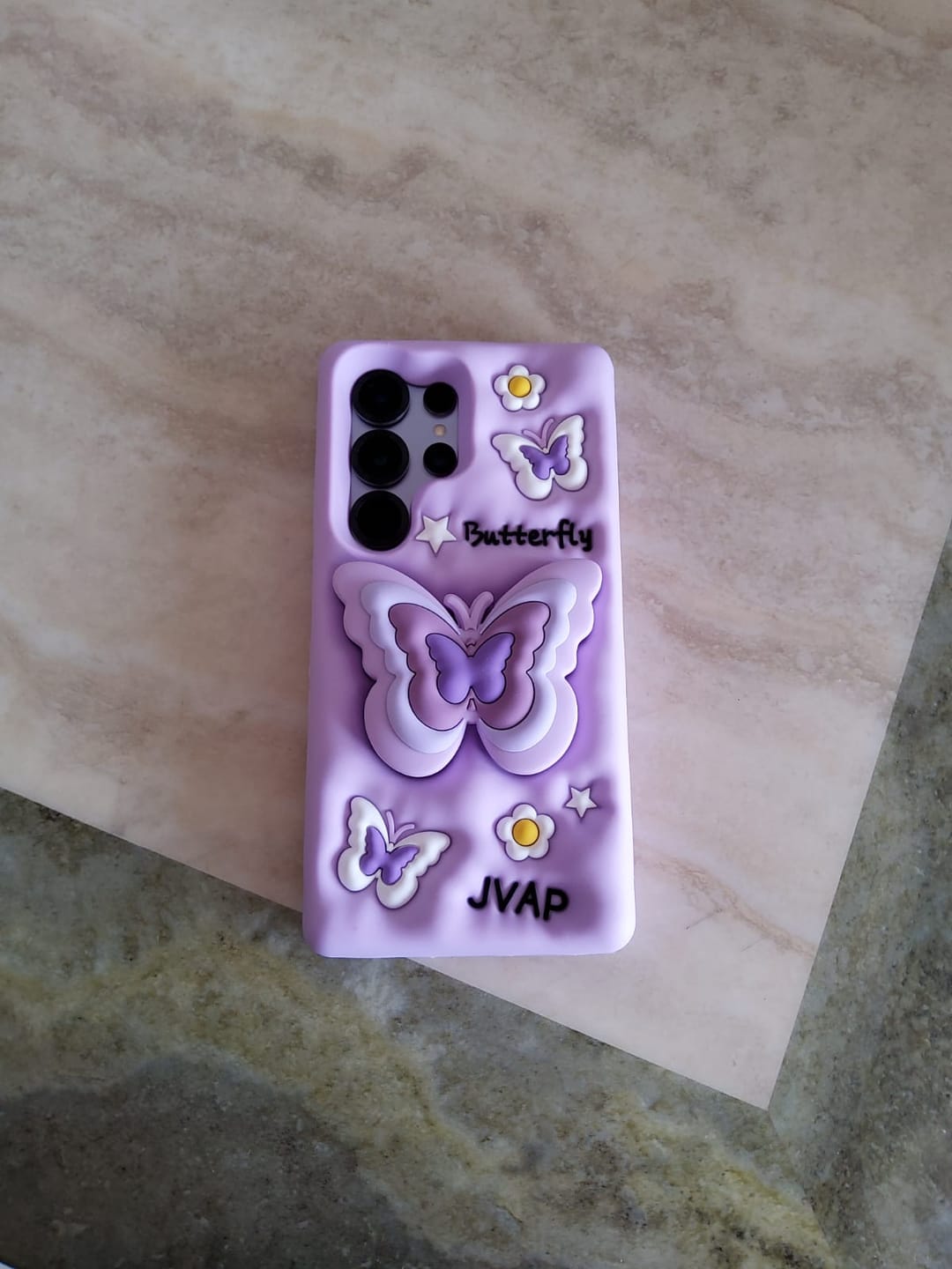 Customer photo review of 3D iPhone Samsung Butterfly Pre-Order Phone Holder Stand Rubber Silicone Case