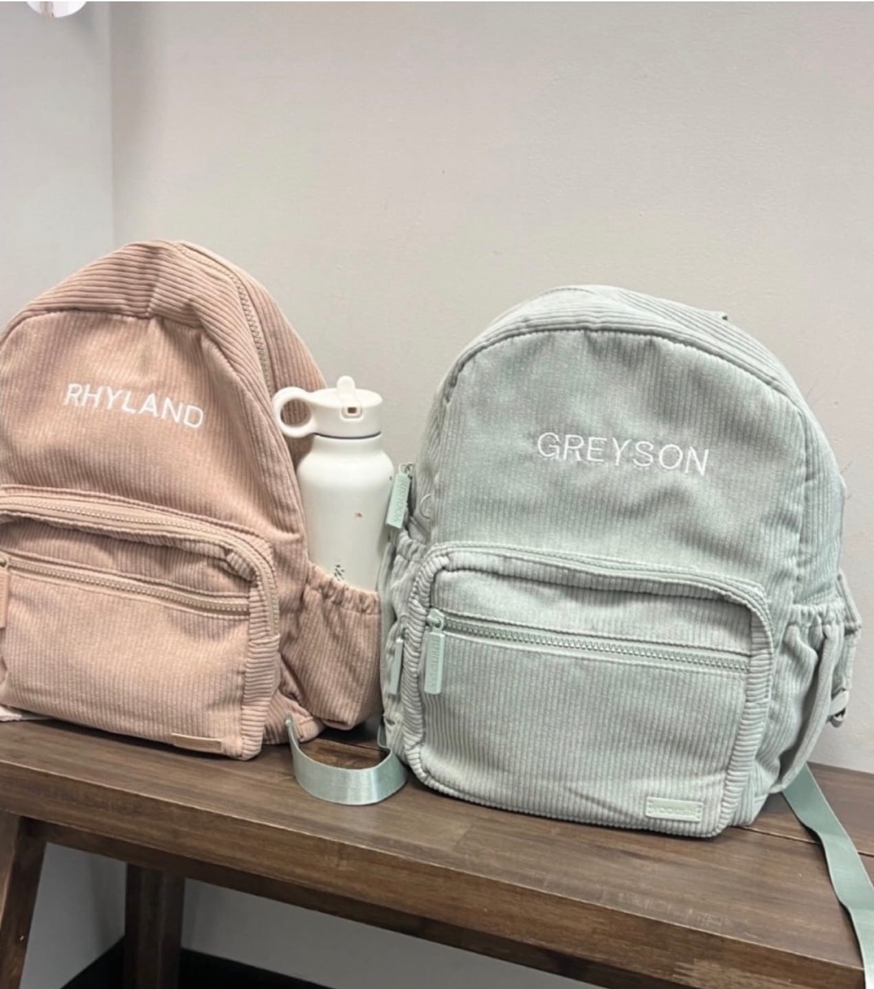 Customer photo review of Yooushi® Corduroy Backpack – Mint Green