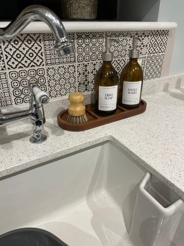 Customer photo review of Set of 2 Amber Glass Bottles 500 ML Long tray & Dish Brush