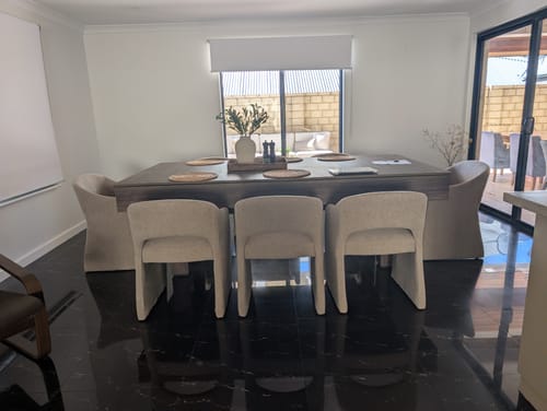 Customer photo review of Aubrey Fabric Dining Chair in Beige