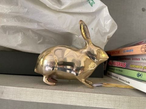 Customer photo review of Golden Rabbit Brass Idol – Auspicious Vastu Remedy for Wealth Attraction & Prosperity | Ideal for North Direction, Office Desk & Home Entrance | 13 x 4.5 x 11.5 cm | 670 g