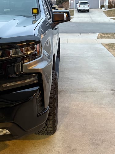 Customer's truck, showing the wider stance from the side after installing 1.5" hubcentric wheel spacers.