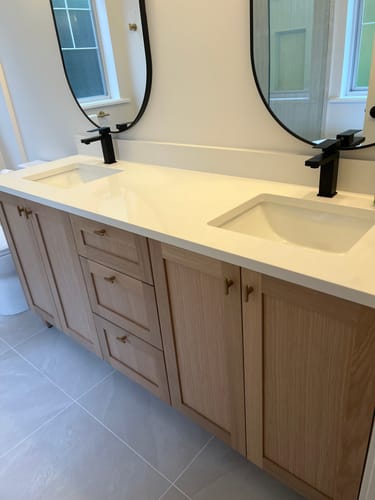 Customer photo review of Bridgeport 72" White Oak Bathroom Vanity, Double Sink