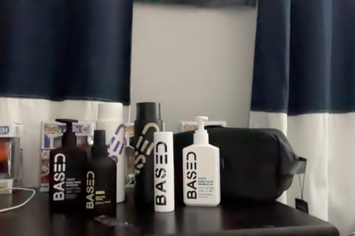 Customer's Based Bodyworks Sea Salt Spray displayed with other products from the brand on a desk.