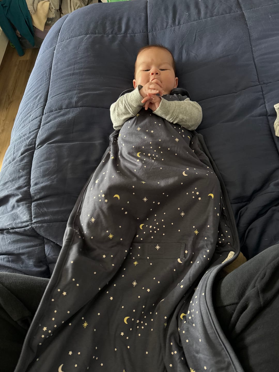 Customer photo review of Ecolino® Adjustable Baby Sleep Bag, Organic Cotton, Universal Size: 2 Months - 2 Years, Milky Way Ink