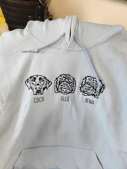 Customer photo review of Embroidered Pet Face and Pet Name on Sleeve Sweatshirt for Pet Lovers