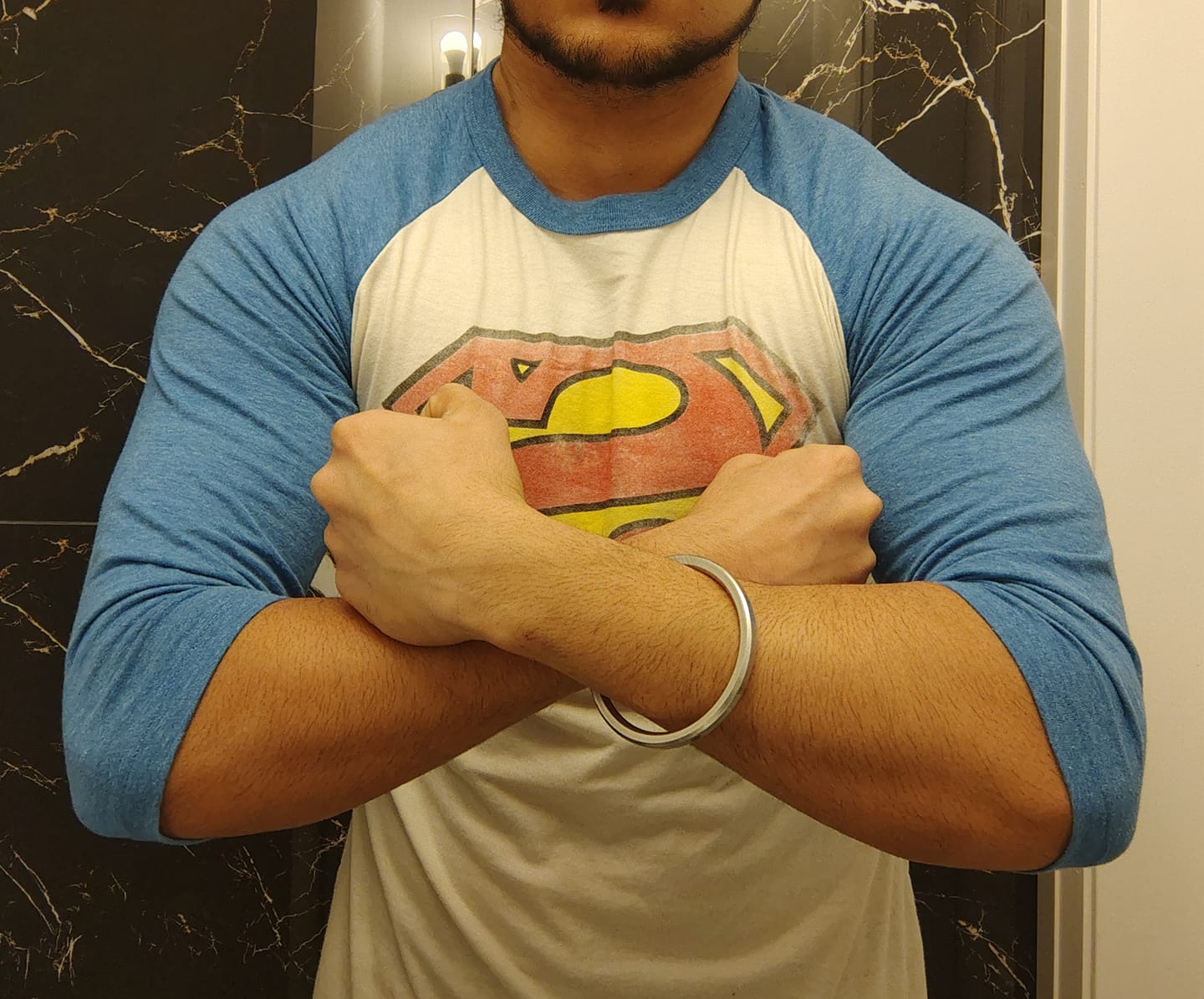 Customer photo review of 8072 - Superman 3/4 Raglan Shirts