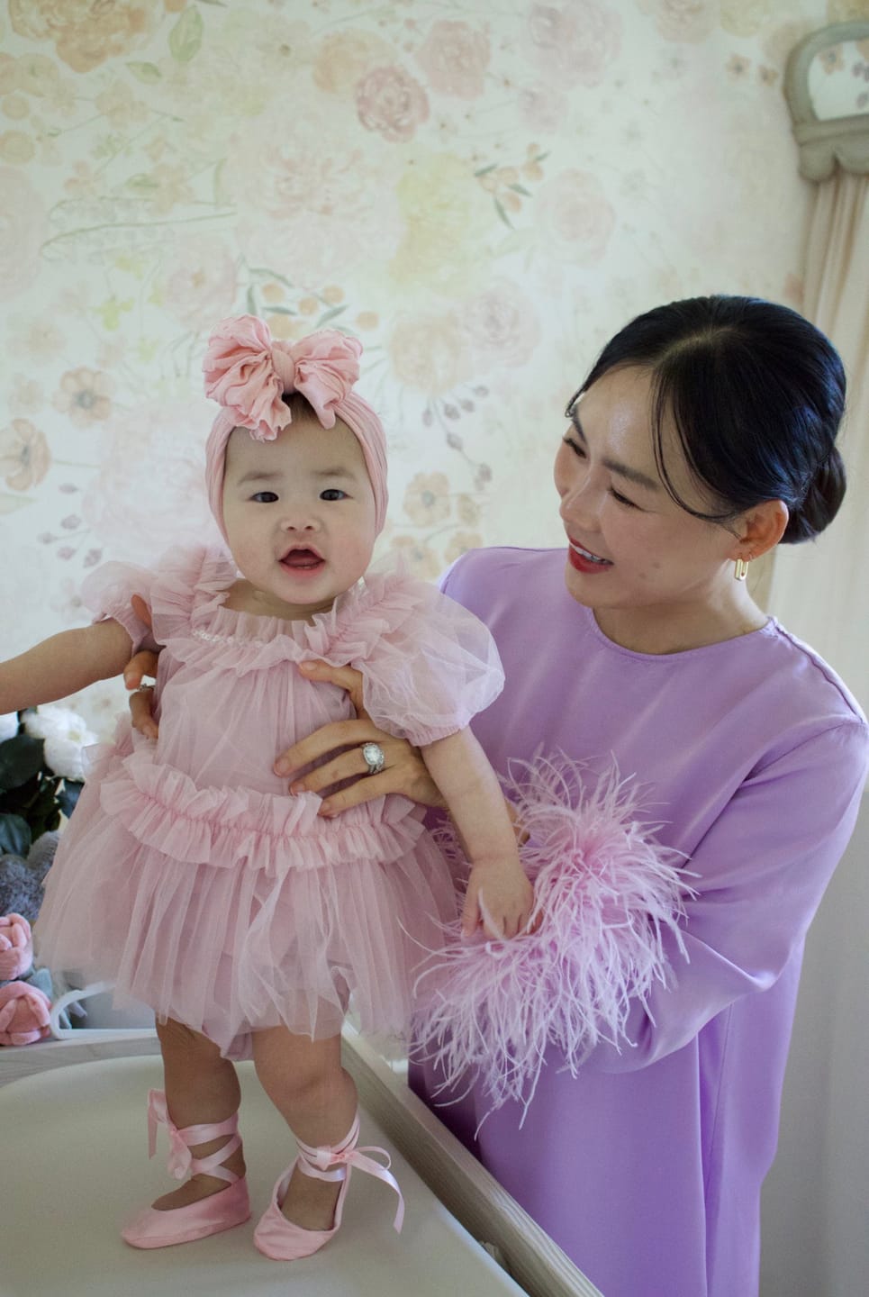 Customer photo review of Ruffled Headband- Paris Pink