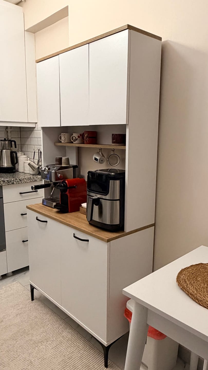 Customer photo review of Rani JE192 Çok Amaçlı Dolap 5 Kapaklı Kiler Mutfak Dolabı Beyaz - Sepet Ceviz