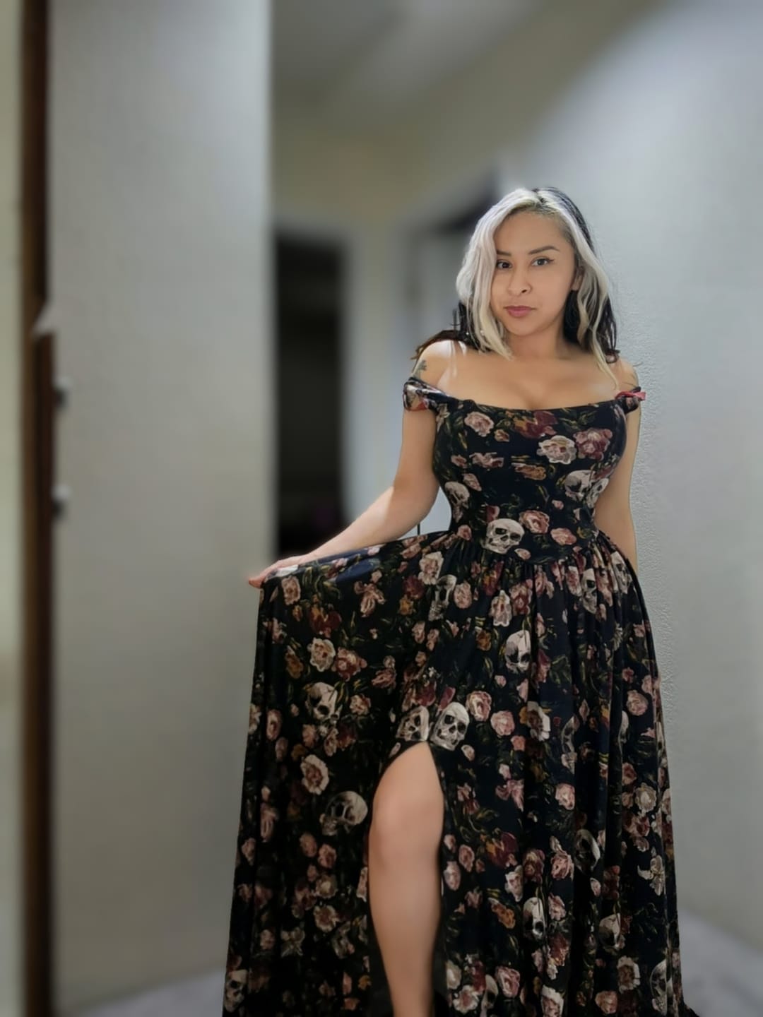 Customer photo review of Novella Maxi Dress in Decayed Beauty Print