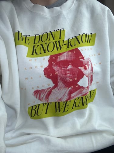 Customer photo review of We Know Neon Crewneck