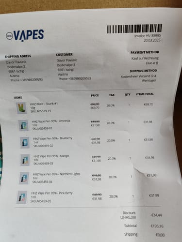 Customer photo review of HHZ Vape Pen 95% - Amnesia