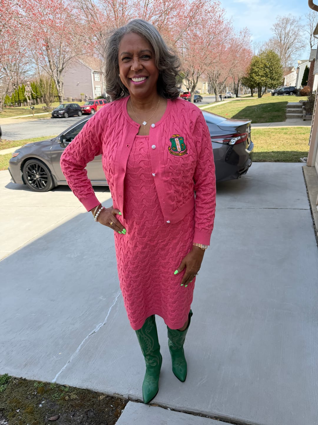 Customer photo review of The Power Knit Dress SET PINK- PRE ORDER