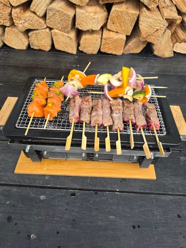 Customer photo review of Hibachi Tabletop BBQ Grill With Skewer Rack - Rectangle