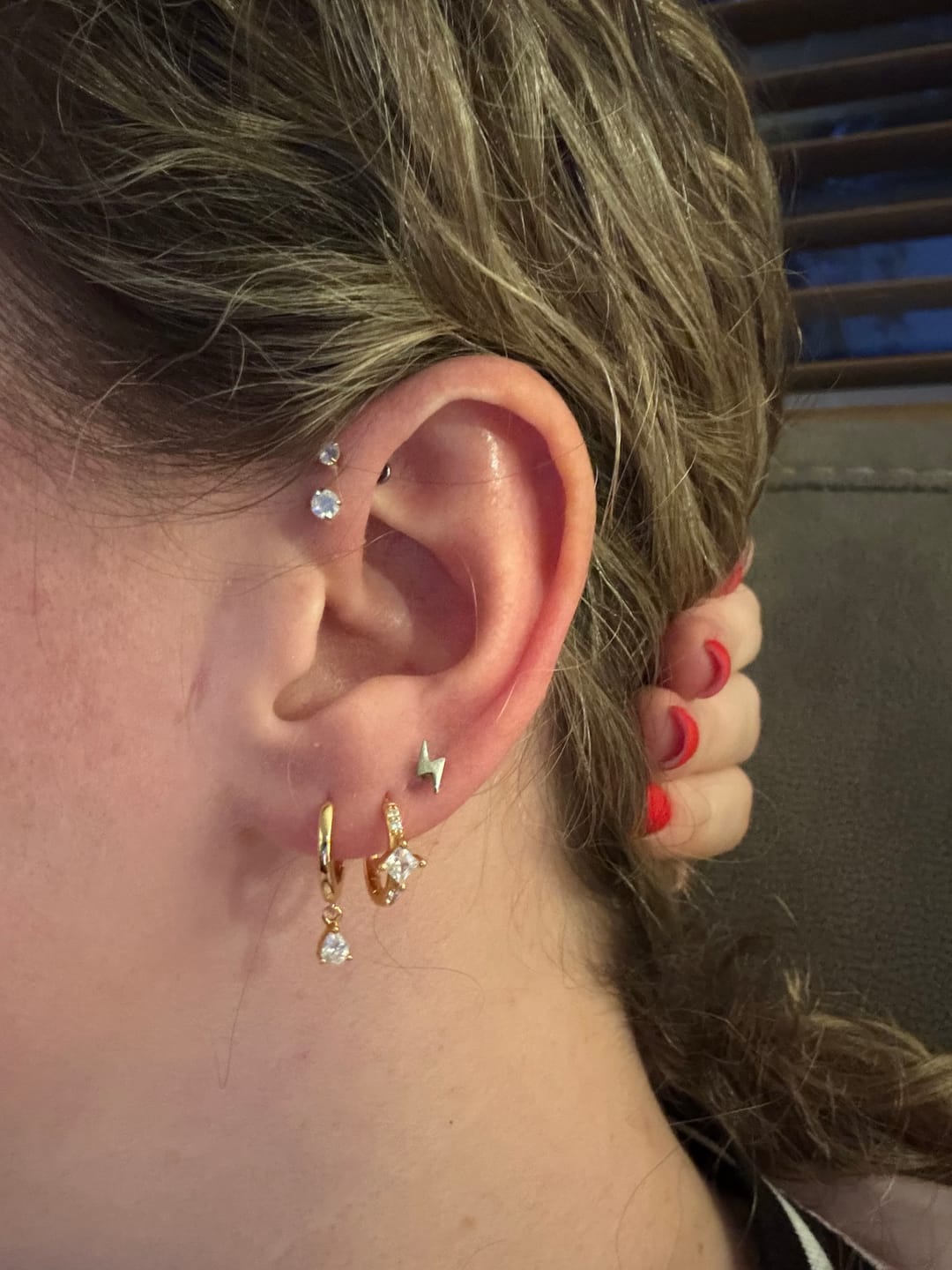 Customer photo review of Halo Hoop Earrings Gold
