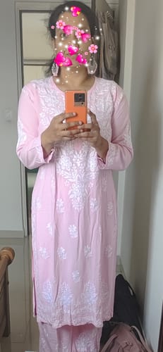 Customer photo review of Benafsha Baby Pink Rayon Kurta Pant set