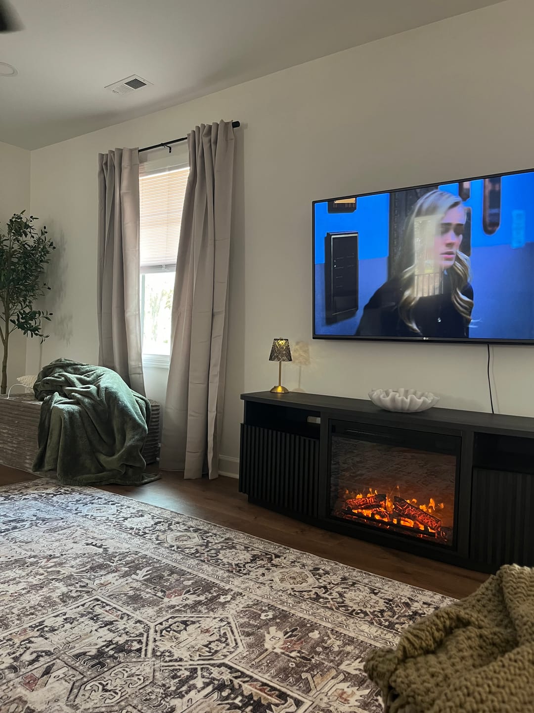 Customer photo review of Sofia 68" Slatted Door Fireplace TV Stand