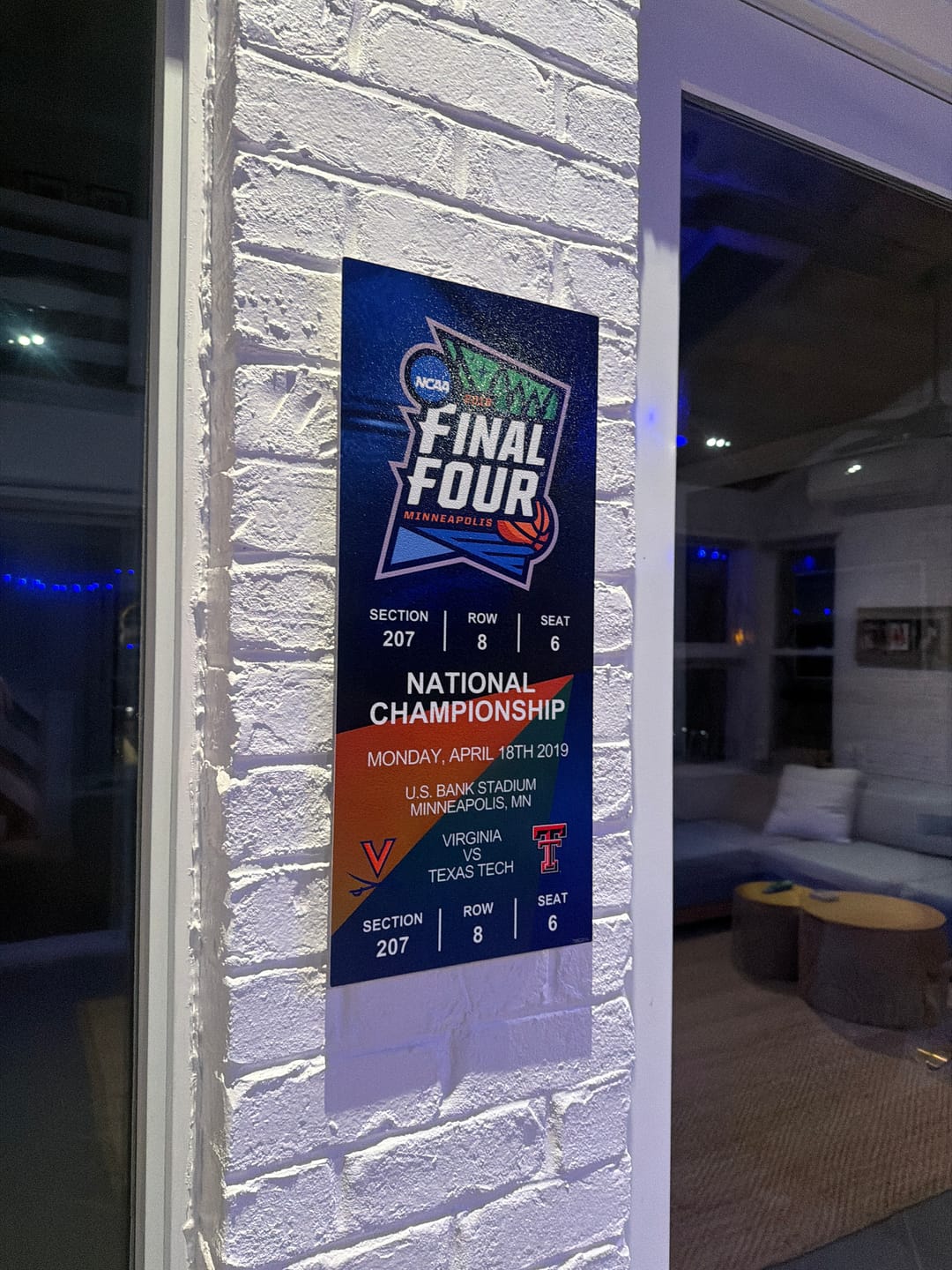 Customer photo review of Virginia Cavaliers 2019 National Basketball Championship Ticket Stub Single Layer Metal Wall Art