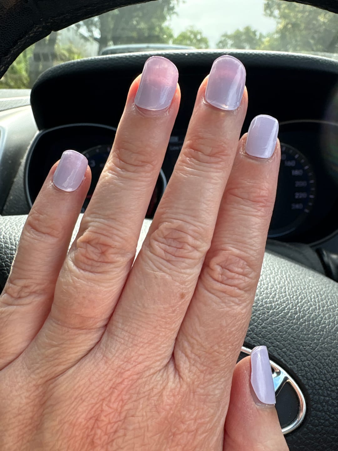Customer photo review of Wisteria Purple DIY Semicured Gel Nail Sticker Kit