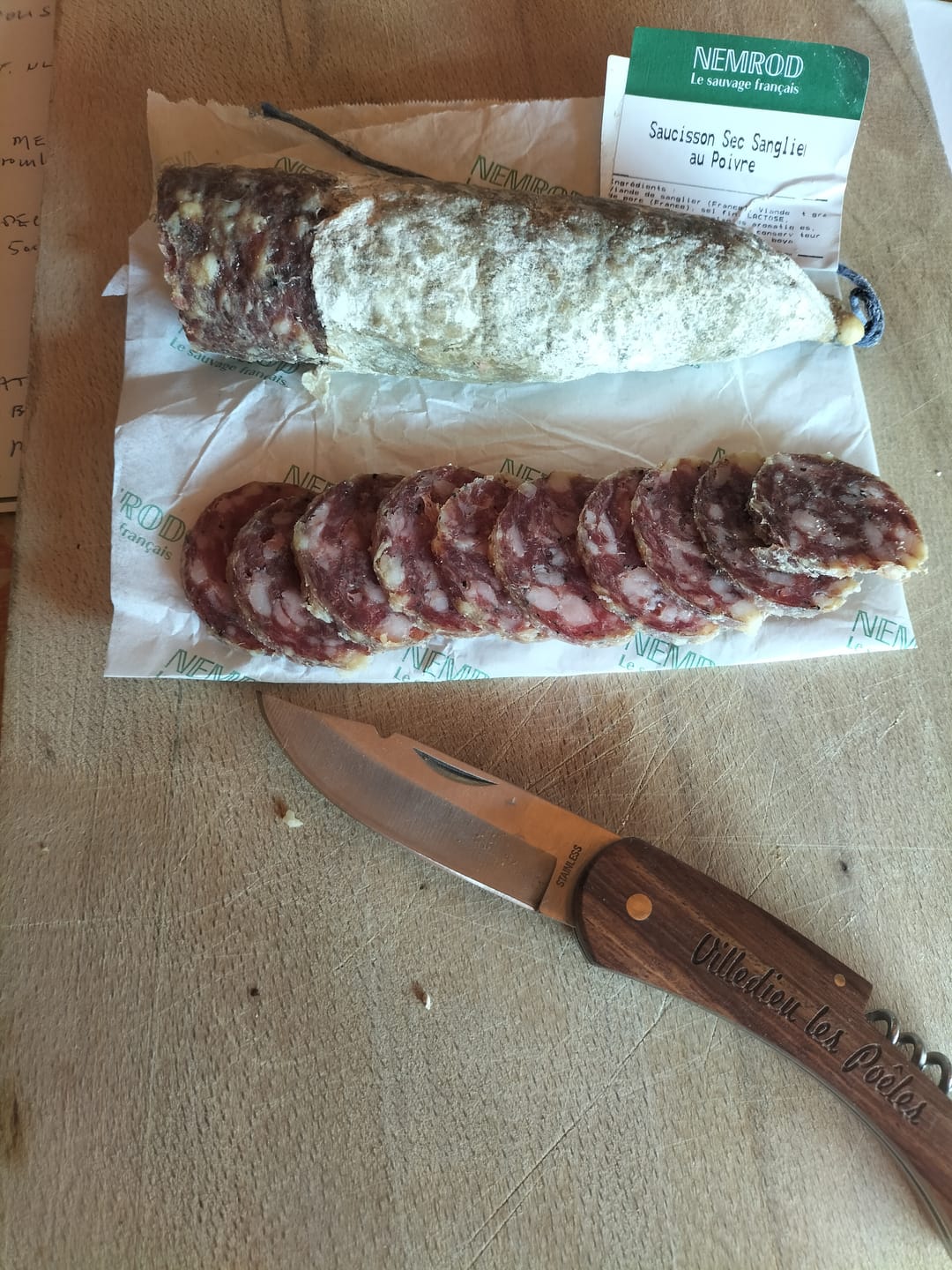 Customer photo review of Saucisson de Sanglier sauvage au poivre - 200g