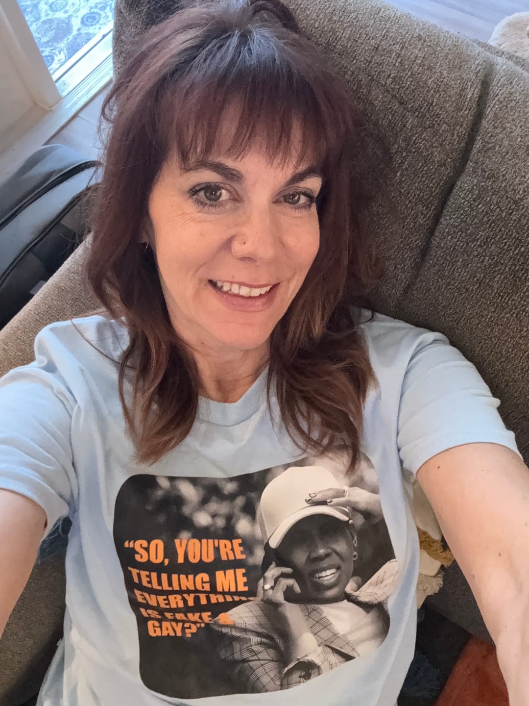 Customer photo review of Fake & Gay T-shirt