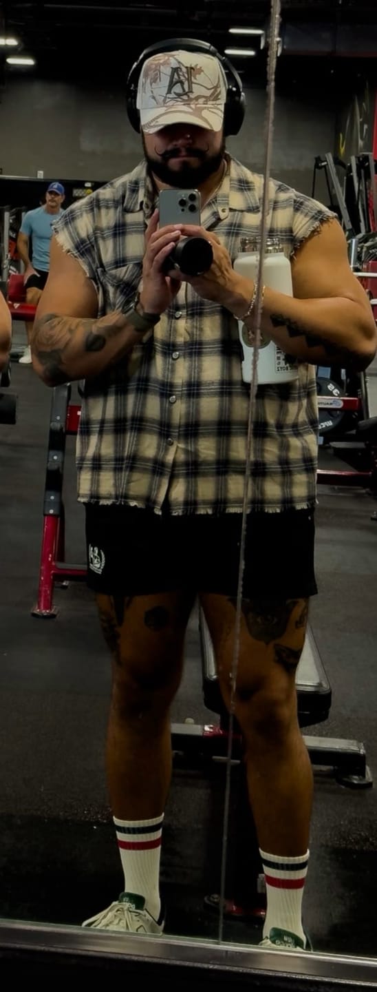 Customer photo review of BLACK GYM SHORTS