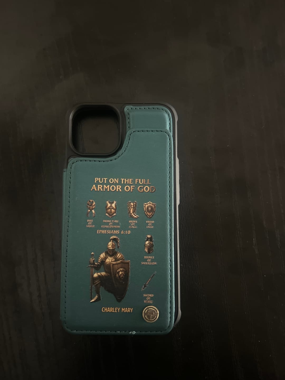 Customer photo review of Put On The Full Amor Of God - Personalized Christian Wallet Phone Case